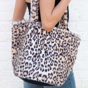 Brandy Melville Leopard Print Faux Fur Tote Bag